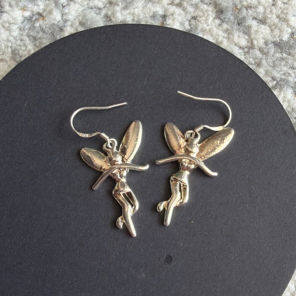 New Tinker Bell Fairy Shaped Dangle/Drop Earrings 925 Sterling Silver